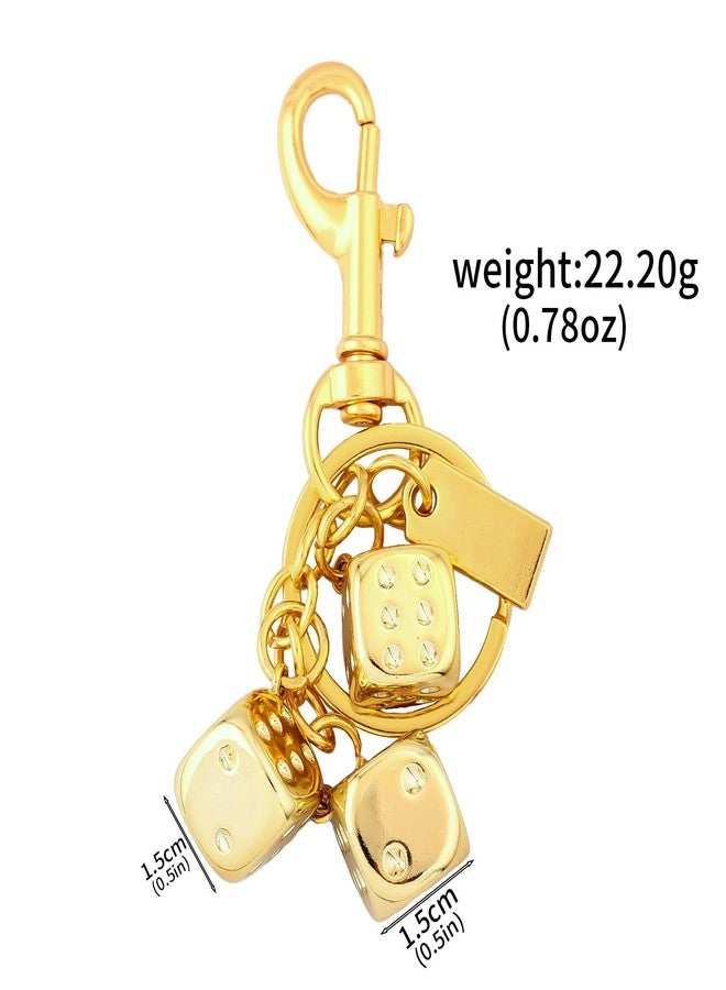 SORGERLY Gold Dice Bag Charm Keychain - Metal Key Chain Purse Handbag Accessories - Lucky Gifts for Women Men (Gold dice) - Image 5